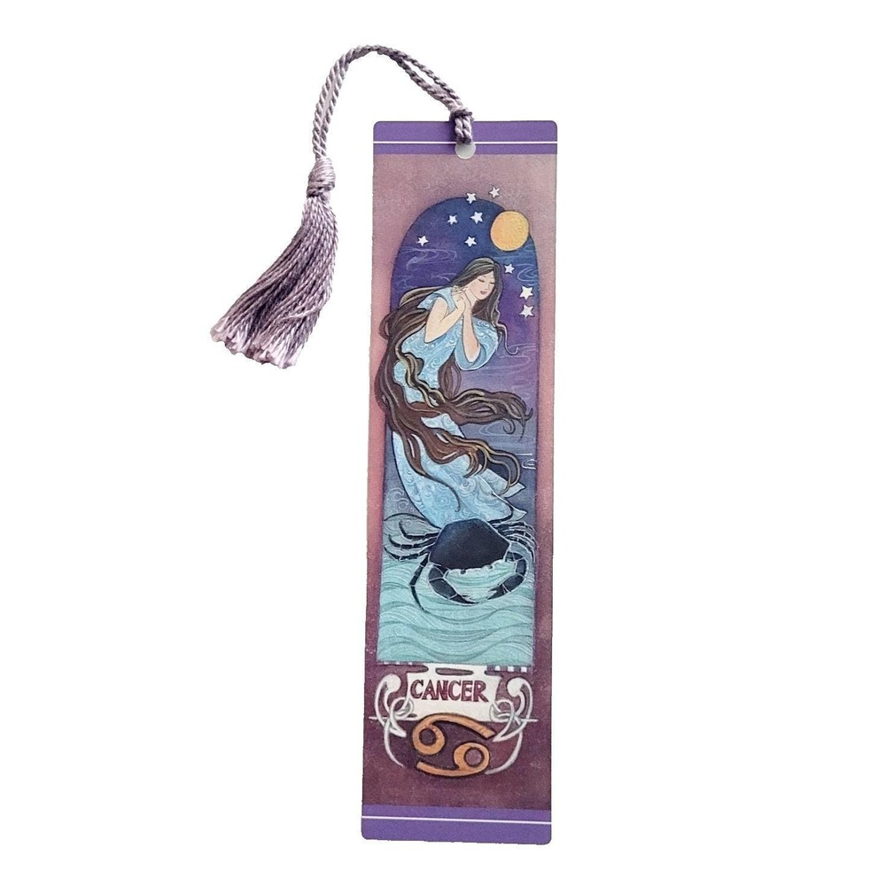 Vintage 90s Lena Liu Cancer Zodiac Bookmark Nouveau magical, 1991 Artworks LL104